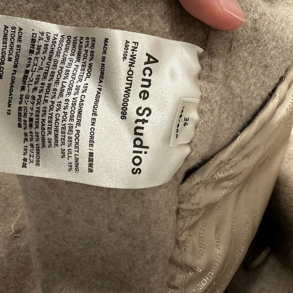Acne Studios Beige Double-Breasted Wool Coat - Picture 4 of 5